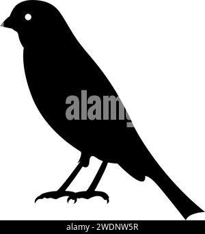 Canary bird silhouette, isolated on the white background, vector illustration Stock Vector