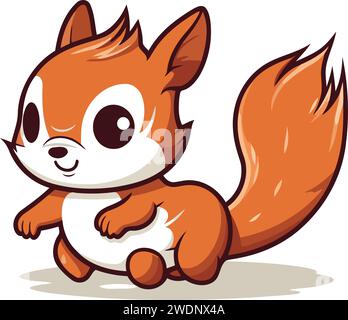 Cute Squirrel Cartoon Mascot Character. Vector Illustration. Stock Vector