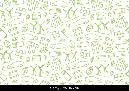 electric car from renewable energy sources seamless pattern- vector illustration Stock Vector