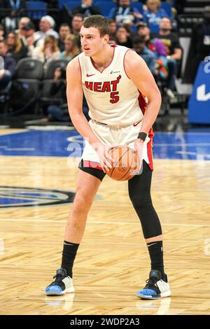 Orlando, Florida, USA, January 31, 2024, Miami Heat forward Nikola Jovic #5 during the first half at the Kia Center. (Photo Credit: Marty Jean-Louis/Alamy Live News Stock Photo