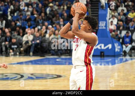 Orlando, Florida, USA, January 31, 2024, Miami Heat guard Kyle Lowry #7 shoots a three at the Kia Center. (Photo Credit: Marty Jean-Louis/Alamy Live News Stock Photo