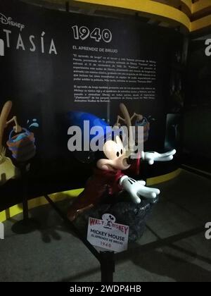 Leon, Mexico. Jan 21, 2024. Mickey Mouse figure of The Sorcerer's Apprentice - Fantasia 1940 an at Disney Mickey Mouse exhibition during Feria de Leon 2024 public fair in Leon, Guanajuato. Photo: JVMODEL Credit: JVMODEL/Alamy Live News Stock Photo