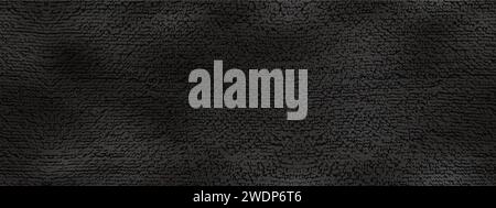 Seamless pattern of fluffy soft black microfiber fabric. Top view of towel surface or rag for wiping dust. Vector illustration with grainy texture Stock Vector