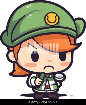 Soldier Girl Cartoon Mascot Character Vector Illustration Design. Stock Vector