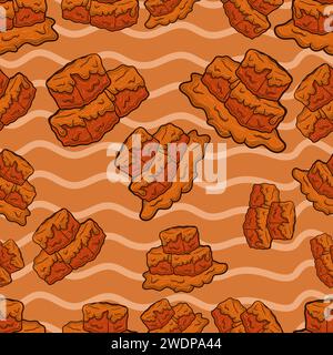 Caramel Seamless Pattern in Cartoon Style. Perfect For Background, Backdrop, Wallpaper and Cover Packaging. Vector Illustration. Stock Vector