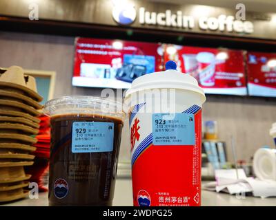 YICHANG, CHINA - JANUARY 22, 2024 - Liquid sauce-flavored chocolate for the Year of the Dragon is seen in Yichang, Hubei province, China, Jan 22, 2024 Stock Photo