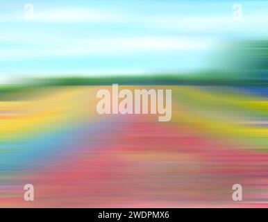 Abstract colorful flower garden blur background. Stock Photo