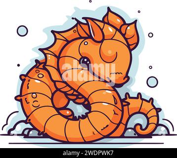 Funny cartoon shrimp. Vector illustration on white background. Isolated. Stock Vector