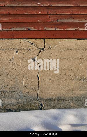Crack in the foundation of the house Stock Photo