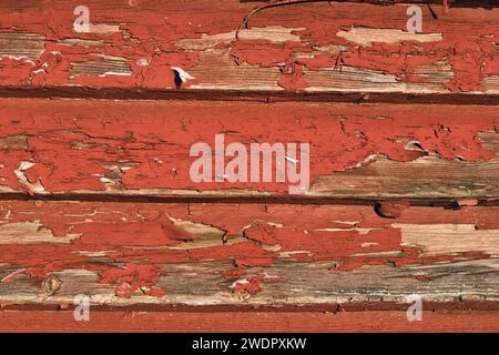 Painted red old wooden wall texture background Stock Photo