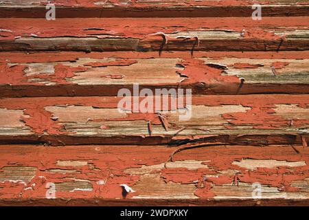 Painted red old wooden wall texture background Stock Photo