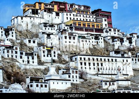 Thiksey Buddhist Monastery, Leh, Ladakh, Kashmir, India, Asia Stock Photo