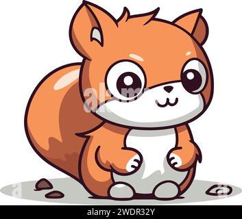 Squirrel cartoon character. Cute little animal. Vector illustration. Stock Vector