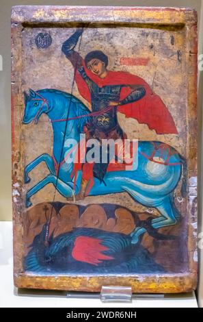 Old icon of St George slaying the Dragon in a church in Cairo, Egypt Stock  Photo - Alamy