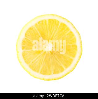 Top view of beautiful yellow lemon half is isolated on white background with clipping path Stock Photo