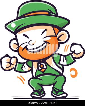 Cartoon funny leprechaun. Vector illustration for your design Stock Vector