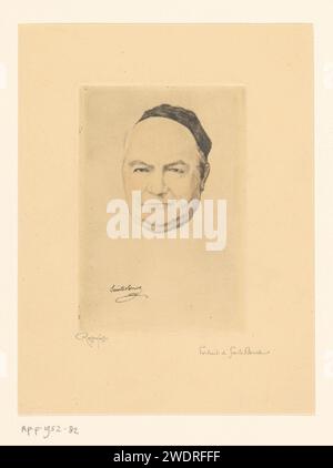 Portret van Charles Augustin Sainte-Beuve, Armand Rassenfosse, 1913 print   paper drypoint historical persons. head-gear Stock Photo