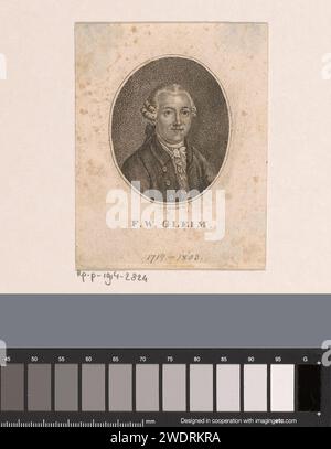 Portrait van Johann Wilhelm Ludwig Gleim, Gustav Georg Endner, 1764 - 1824 print   paper engraving historical persons Stock Photo