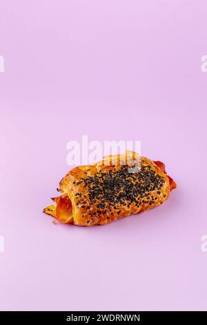 puff pastry bun with bacon Stock Photo