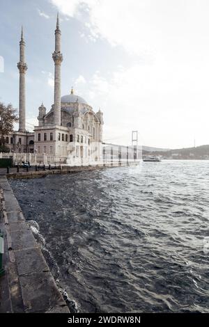 Ortaköy Mosque during a winter cloudy day, Istanbul Stock Photo