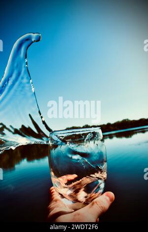 A water overflowing scene with the water scene Stock Photo