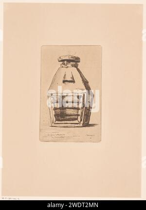 Lantaarn, Henri Charles Guérard, 1876 print  Honfleur paper etching lantern Stock Photo