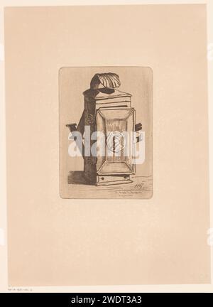 Lantaarn, Henri Charles Guérard, 1876 print   paper etching lantern Stock Photo