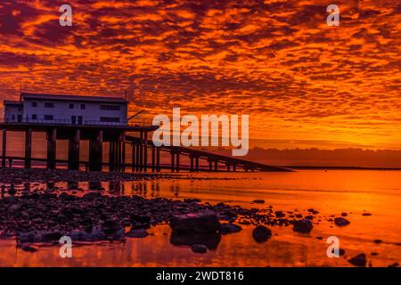 Sunrise from Roa Island, Rampside, Cumbrian Coast, Cumbria, England, United Kingdom, Europe Stock Photo