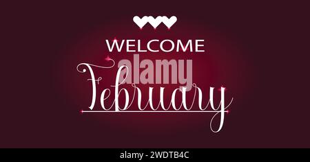 Welcome february amazing text illustration design Stock Vector