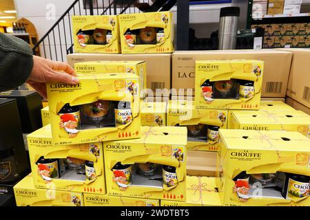 La Chouffe gift boxes in a grocery Stock Photo