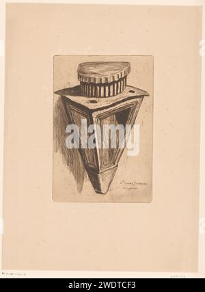 Lantaarn, Henri Charles Guérard, 1876 print   paper etching lantern Stock Photo