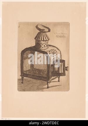 Lantaarn, Henri Charles Guérard, 1876 print   paper etching lantern Stock Photo