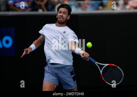 Melbourne, Victoria, Australia. 22nd Jan, 2024. Cameron Norrie (GBR) in action during their round four singles match against Alexander Zverev (GER) on day 9 of the 2024 Australian Open at Melbourne Park on January 22, 2024 in Melbourne, Australia. (Credit Image: © Ciro De Luca/ZUMA Press Wire) EDITORIAL USAGE ONLY! Not for Commercial USAGE! Credit: ZUMA Press, Inc./Alamy Live News Stock Photo