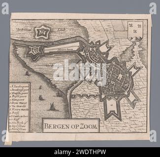 Map of Bergen op Zoom, Anonymous, 1652 print  Amsterdam paper engraving maps of cities Bergen op Zoom Stock Photo