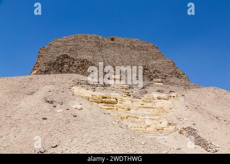 Egypt, Fayum region, El Lahun, pyramid of Sesostris II, bricks and remains of limestone casing. Stock Photo