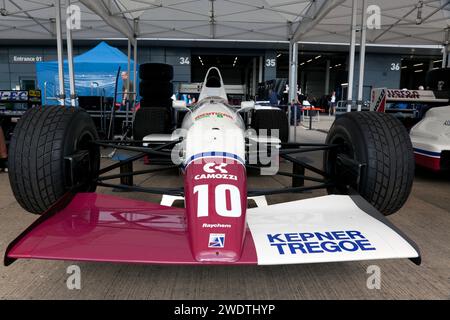Front view of the White and Red, Arrows A11, driver, in period by Eddie Cheever, on Display at the 2023 Silverstone Festival Stock Photo