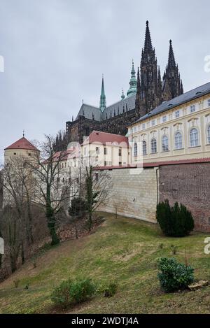 Cityscape view of Prague castle and Saint Vitus Cathedral in Czech republic on 15 January 2024 Stock Photo