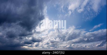 Dramatic sky background with dark clouds before the rain. Stock Photo