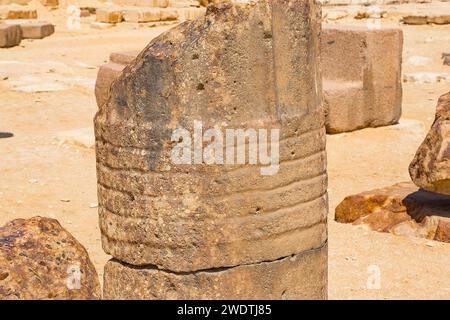 Egypt, Saqqara, ruins of the Unas pyramid mortuary temple. Stock Photo