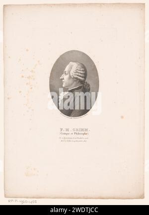 Portret van Baron Friedrich Melchior Grimm, Ambroise Tardieu, After Louis de Carmontelle, 1807 - 1841 print  Paris paper engraving historical persons Stock Photo