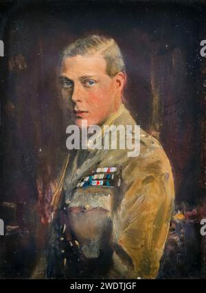 Edward VIII (1894-1972), reigned (1936-1936), as Prince Edward (later Duke of Windsor), portrait painting in oil on photograph, mounted on board by Reginald Grenville Eves, circa 1920 Stock Photo