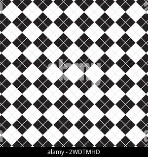 Argyle pattern of black and white diamonds shapes, Harlequin or diamond pattern Stock Vector