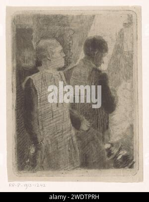 Two children, Marinus van der Maarel, 1867 - 1913 print Two children in Toga, possibly choir boys.  paper etching boy (child between toddler and youth). dress, gown Stock Photo