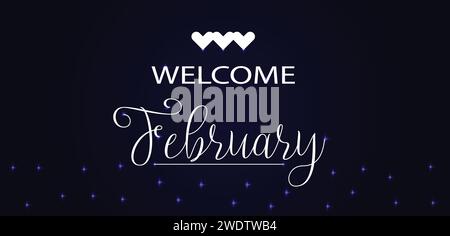 Welcome february amazing text illustration design Stock Vector