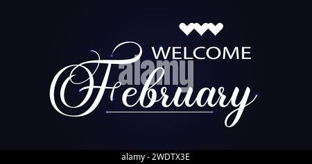 Welcome february amazing text illustration design Stock Vector