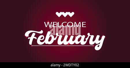 Welcome february amazing text illustration design Stock Vector