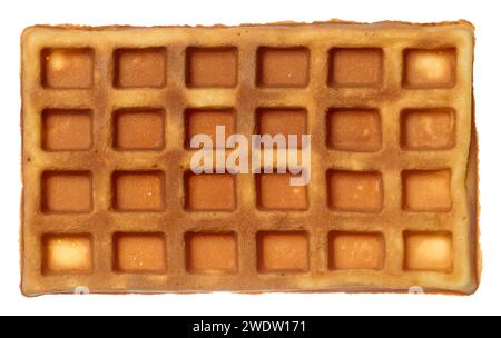 Rectangular baked Belgian waffle on isolated background Stock Photo
