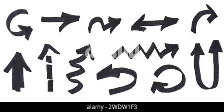 Arrows drawn with black marker in different directions Stock Photo