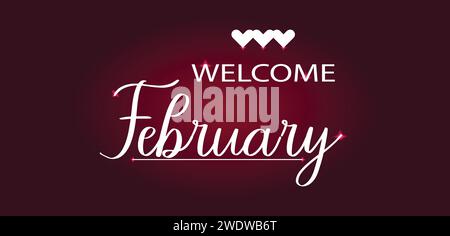 Welcome february amazing text illustration design Stock Vector