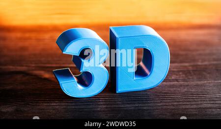 3D Sign Printed With 3D Printer On A Table Stock Photo